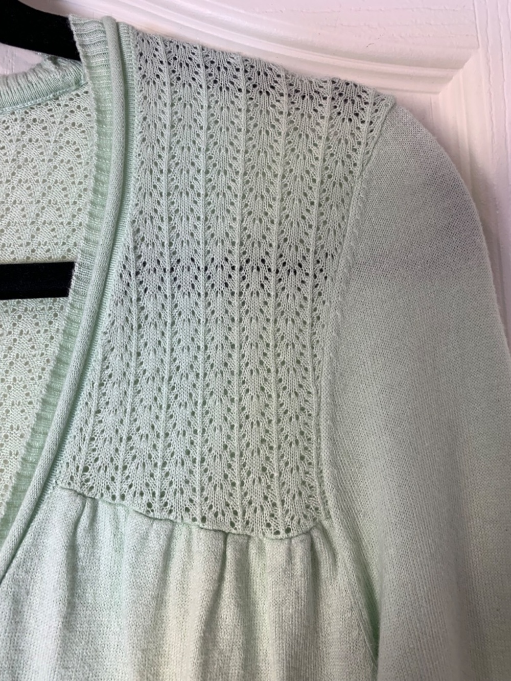 Icône Simons Mint Green Lightweight Cardigan Spring Summer Fresh Knit Size S - Picture 4 of 11